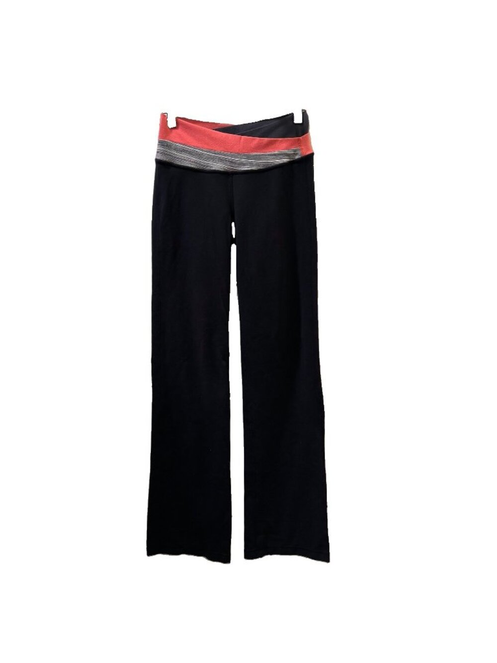 lululemon women 4 bootcut yoga pants colorblock black gray pink pull-on